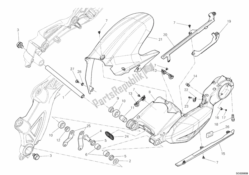 Tutte le parti per il Forcellone del Ducati Diavel USA 1200 2012